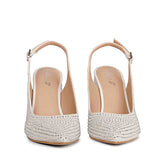 SAINT ALYSSA off-white pumps: Elegant crystal accents