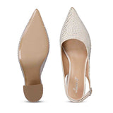 SAINT ALYSSA off-white pumps: Elegant crystal accents