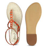 Saint Ornella Ornage Leather Metal Studded Sandals