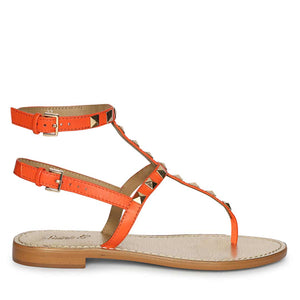 Saint Ornella Ornage Leather Metal Studded Sandals