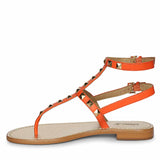 Saint Ornella Ornage Leather Metal Studded Sandals