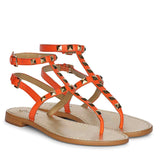 Saint Ornella Ornage Leather Metal Studded Sandals