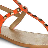 Saint Ornella Ornage Leather Metal Studded Sandals