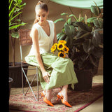 Saint Josie Orange Leather Pumps