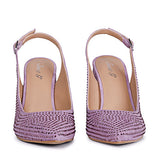 Lilac pumps featuring Saint Alyssa's signature crystals