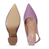 Lilac pumps featuring Saint Alyssa's signature crystals