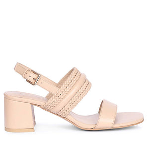 Saint Mabel Hand Woven Nude Leather Block Heels