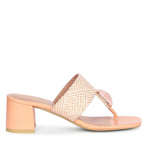 Saint Stevie Stone Jeweled Pink Raffia Block Heels