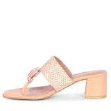 Saint Stevie Stone Jeweled Pink Raffia Block Heels