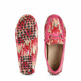Saint Amara Hand Woven Metallic Pink Leather Loafers