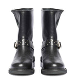 Saint Harley Studded Harness Mid-Calf  Black Leather Boots