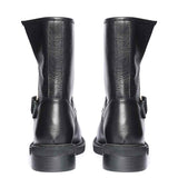 Saint Harley Studded Harness Mid-Calf  Black Leather Boots