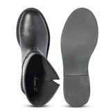 Saint Harley Studded Harness Mid-Calf  Black Leather Boots