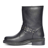 Saint Harley Studded Harness Mid-Calf  Black Leather Boots
