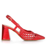 Luxurious Red Block Heels - Saint Fabienne Handcrafted