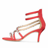 Saint Vittoria Stone Embellished Red Strappy Stilettos