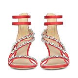 Saint Vittoria Stone Embellished Red Strappy Stilettos