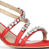 Saint Vittoria Stone Embellished Red Strappy Stilettos