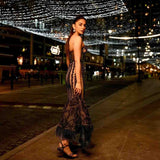 Annie Stone Embellished Black Nylon Fabric Sandals