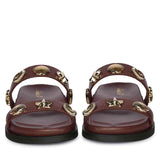 Saint Hallie Seashell & Star Studs Brown Leather Sandals