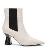 Saint Elliana White Leather Sculpted Heel Chelsea Boots