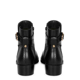 Saint Eleanor Black Leather Handcrafted Side Zippers Ankle Boots