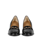 Step into luxury: Saint Mirielle's black patent leather moccasins - handcrafted perfection