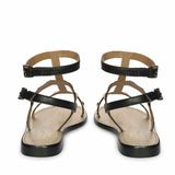 Saint Miriam Black Leather Metal Studded Sandals