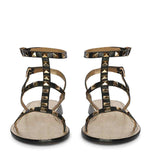 Saint Miriam Black Leather Metal Studded Sandals