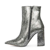 Saint Lorena Silver Metallic Leather High Ankle Boots