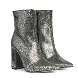 Saint Lorena Silver Metallic Leather High Ankle Boots