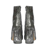 Saint Lorena Silver Metallic Leather High Ankle Boots