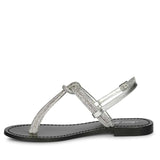 Saint Elsie Crystal Cord Metallic Silver Leather Flat Sandals