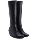 Saint Clochette Snake Embossed Black Leather Knee High Boots - SaintG India 