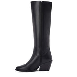 Saint Clochette Snake Embossed Black Leather Knee High Boots - SaintG India 