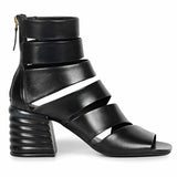 Saint Elena Black Leather Handcrafted Strappy Block Heels