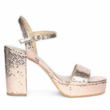 Saint Merrily Gold Snake Embossed Block Heels