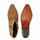 Saint Melia Tan Suede Leather Ankle Boots