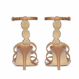 Saint Monroe Multi Stone Embellished Tan Leather Stilettos