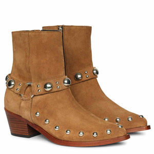 Saint Melia Tan Suede Leather Ankle Boots