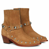 Saint Melia Tan Suede Leather Ankle Boots