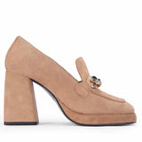 Saint Benoîte Chain Link Taupe Suede Leather Moccasins