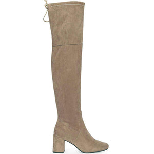 Saint Luisa Taupe Stretch Suede Above The Knee thigh high Boots