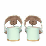 Saint Stevie Stone Jeweled Turquoise Raffia Block Heels