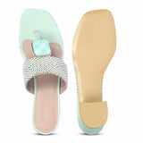 Saint Stevie Stone Jeweled Turquoise Raffia Block Heels