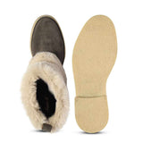 Saint Montova Charcoal Leather Shearling Buckle Fur Boots