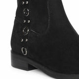 Saint Darcie Eyelets Black Suede Leather Ankle Boots