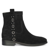 Saint Darcie Eyelets Black Suede Leather Ankle Boots