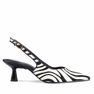Saint Elara Zebra-Print Slingback Leather Pumps