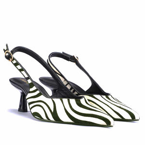 Saint Elara Zebra-Print Slingback Leather Pumps